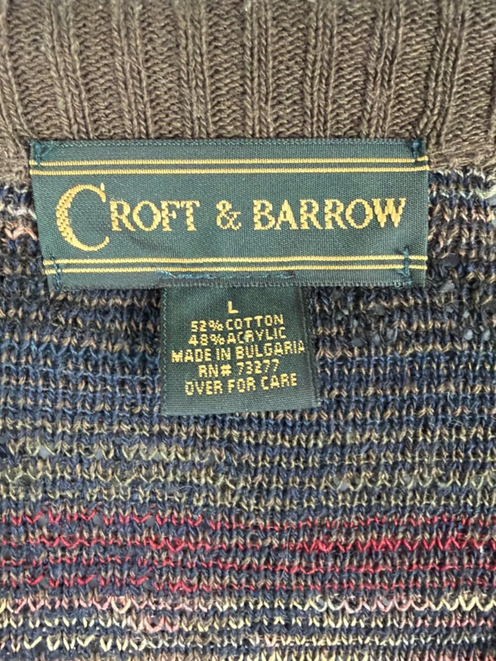 Vintage Croft & Barrow Cardigan Mens L Brown Eclectic Grandpa Academia Oversized - Picture 3 of 7